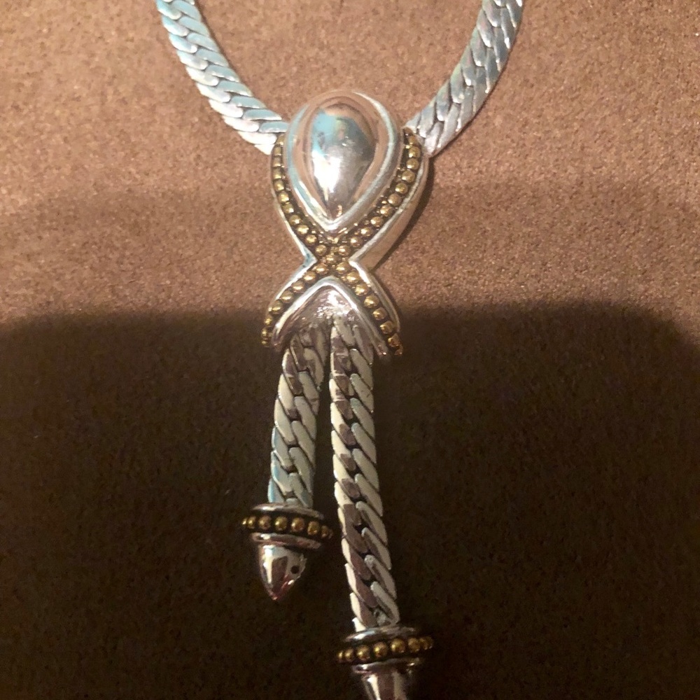 Silver plated serpentine choker with with gold